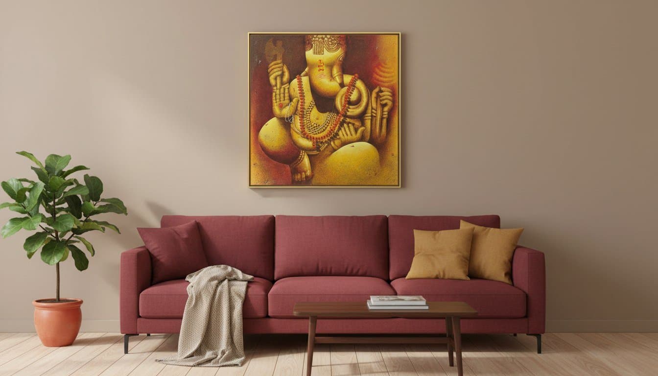 Divine Golden Ganesha Canvas
