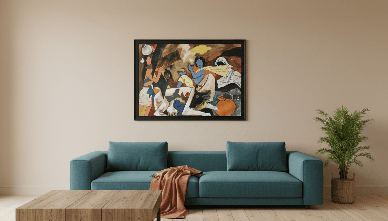 Indian Village Life Canvas