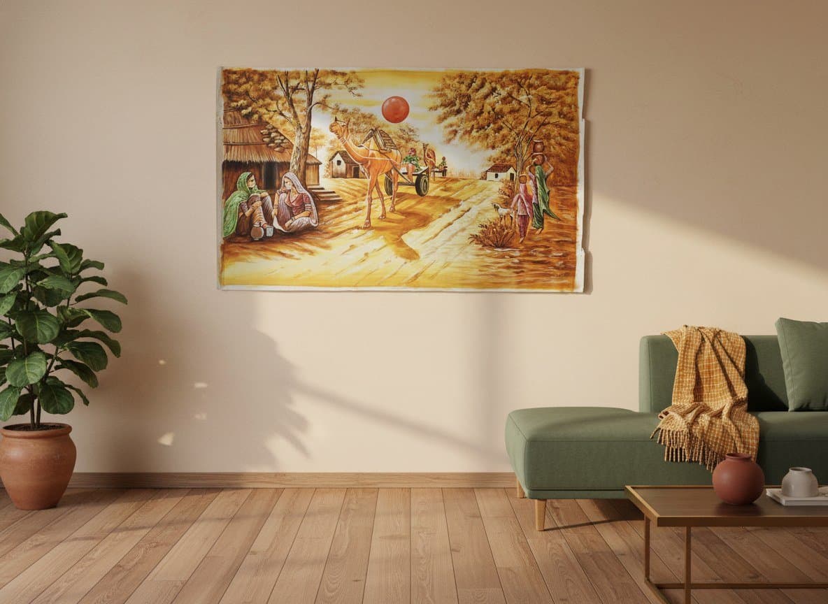 Rural Village Scene Painting